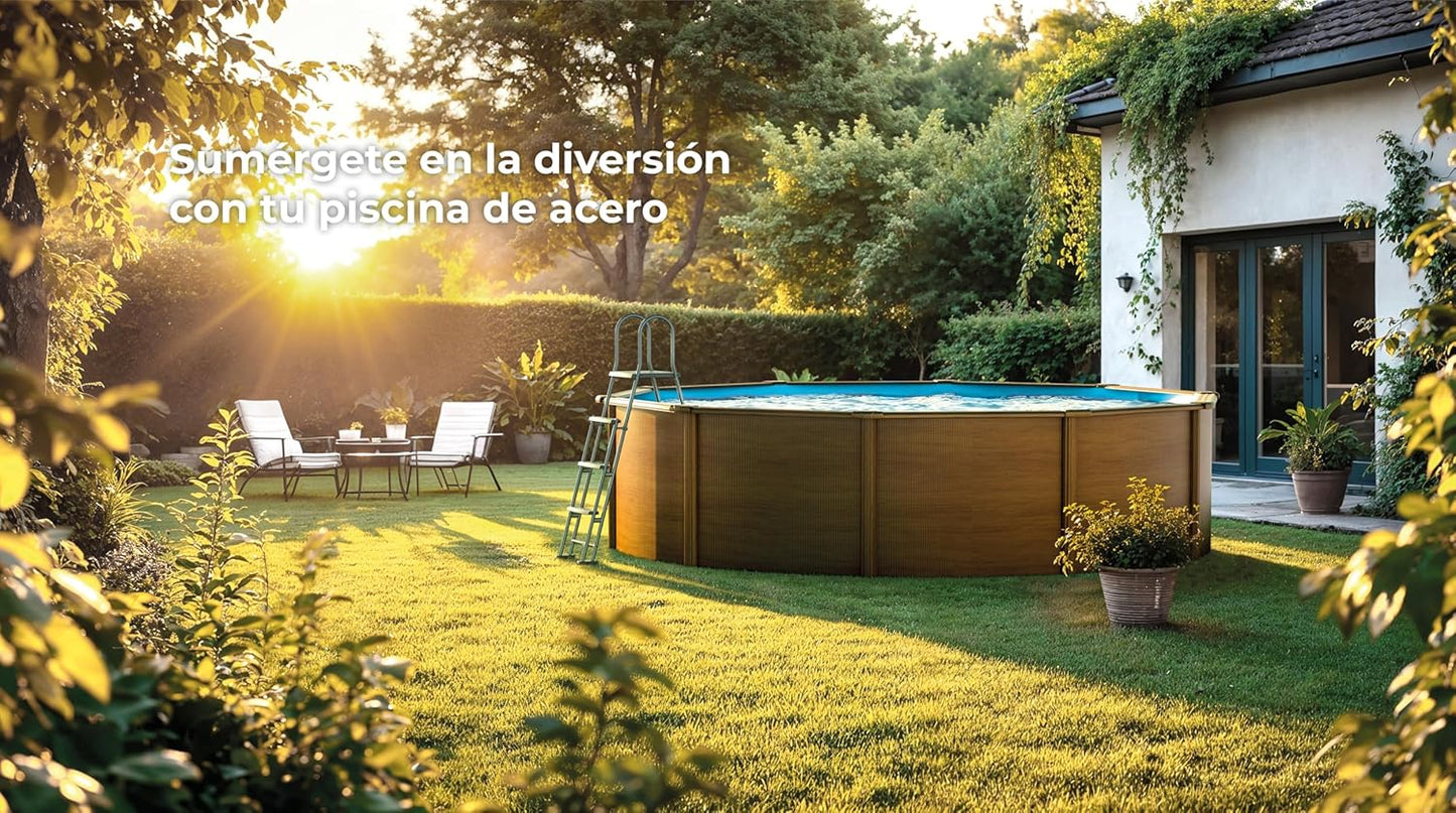 Piscina Elevada Redonda, Aspecto Madera, 300 x 120