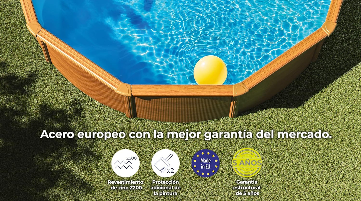 Piscina Elevada Redonda, Aspecto Madera, 300 x 120