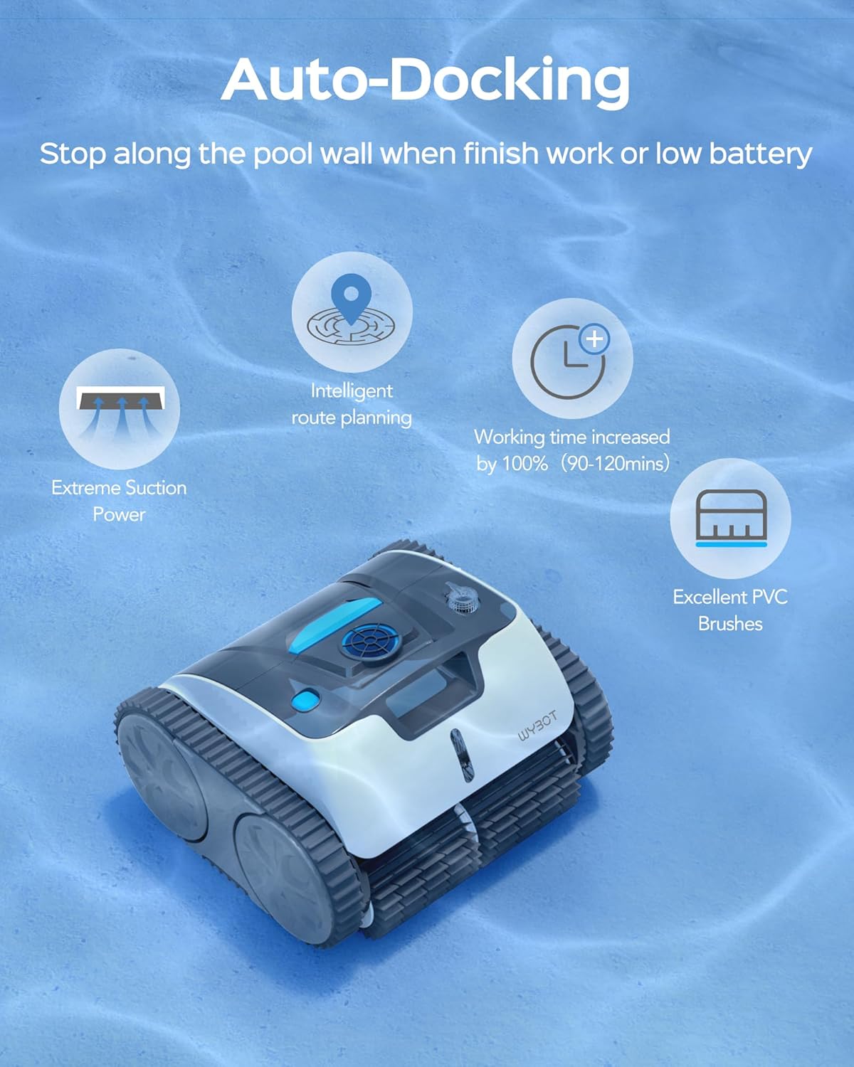 Robot Limpiafondos Piscina y Paredes para Aspirador Piscinas de hasta 120m²