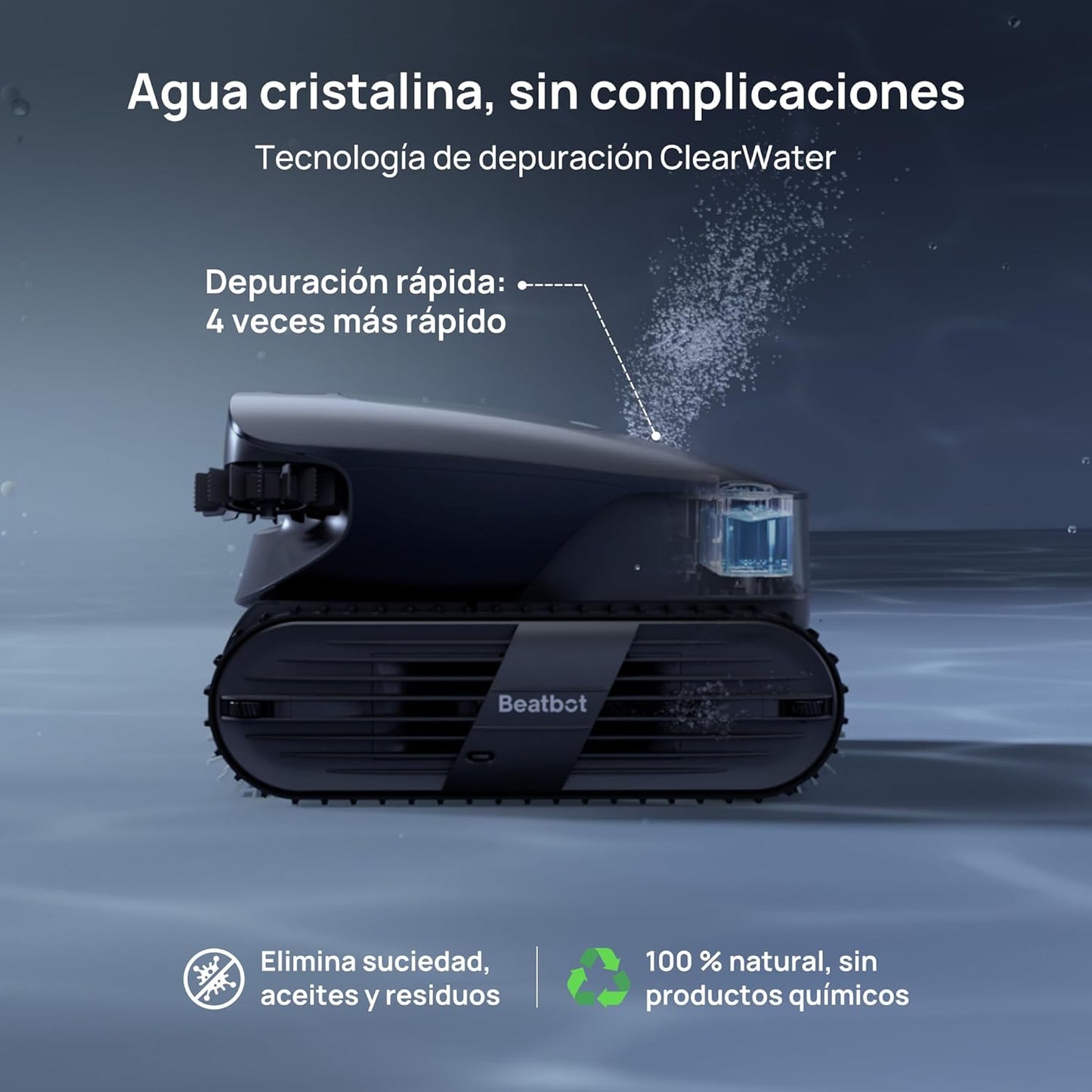 Robotic limpiafondos inalámbrico, Mapeo HybridSense AI, Limpieza Completa 5 en 1